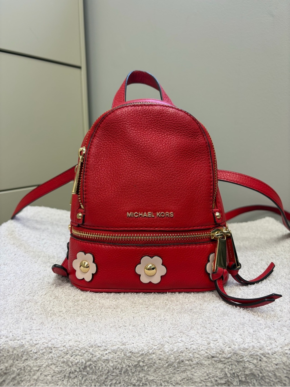 Michael Kors Rhea Mini Floral Appliqué Leather Backpack